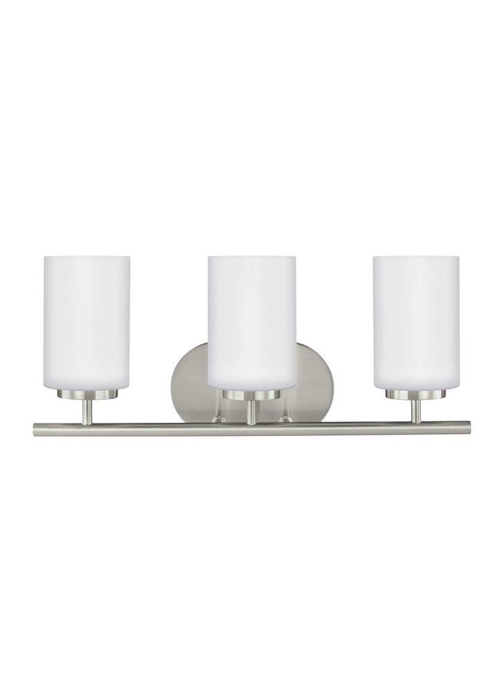 Visual Comfort & Co. Generation Lighting Oslo 100W 3-Light Vanity Fixture with Cased Opal Etched Glass in Brushed Nickel