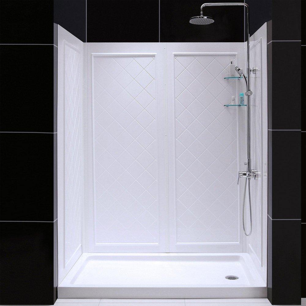 DreamLine SlimLine 30 x 60 x 76-3/4 in. Alcove Shower Unit with Right Drain in White