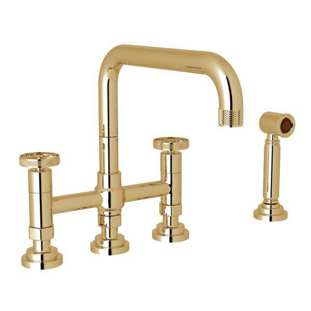 ROHL® Campo Two Handle Bridge Kitchen Faucet in Unlacquered Brass