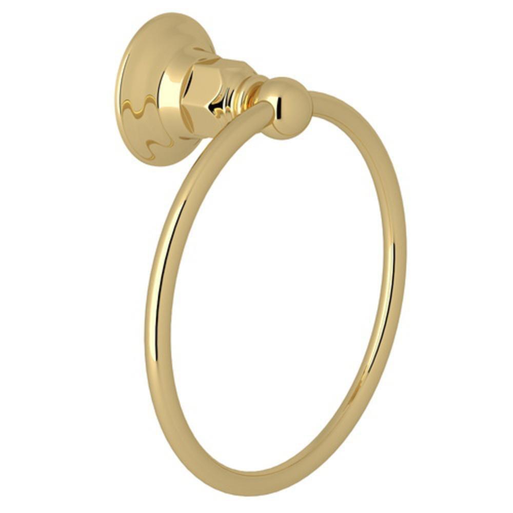 ROHL® MEDA™ Round Closed Towel Ring in Unlacquered Brass