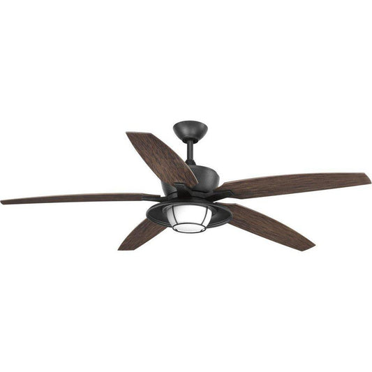 Progress Lighting Montague 60 in. 5-Blade Indoor/Outdoor Ceiling Fan in Forged Black