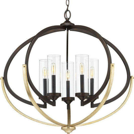 Progress Lighting Evoke 33-3/4 in. 300W 5-Light Candelabra E-12 Chandelier in Antique Bronze
