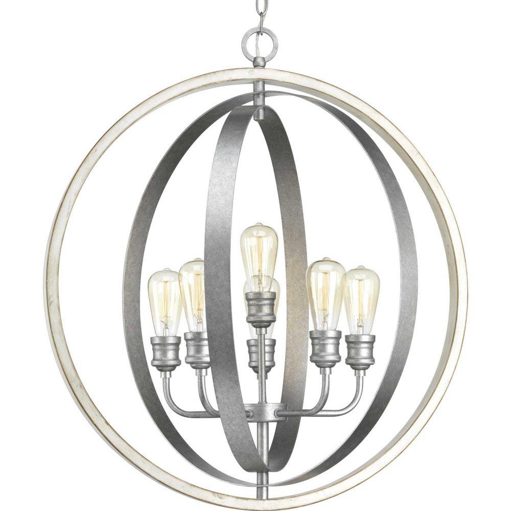 Progress Lighting Conestee 28 in. 360W 6-Light Medium E-26 Incandescent Pendant Light in Galvanized
