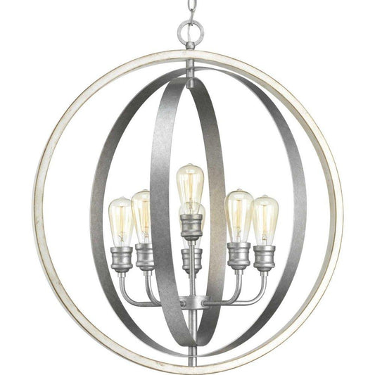 Progress Lighting Conestee 28 in. 360W 6-Light Medium E-26 Incandescent Pendant Light in Galvanized