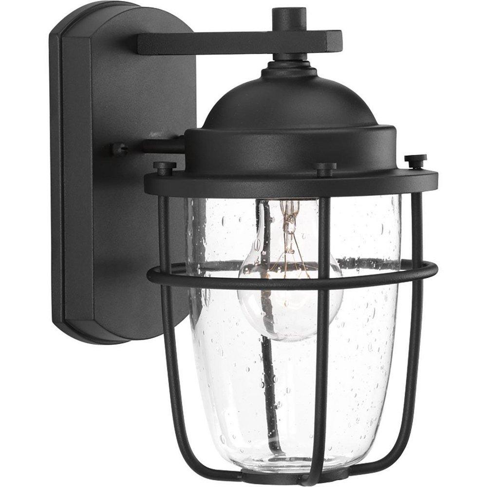 Progress Lighting Holcombe 100W 1-Light Medium E-26 Incandescent Outdoor Wall Sconce in Black