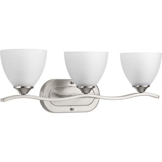 Progress Lighting Laird 23-3/4 x 8 in. 300W 3-Light Medium E-26 Incandescent Vanity Fixture with Etched Glass in Brushed Nickel