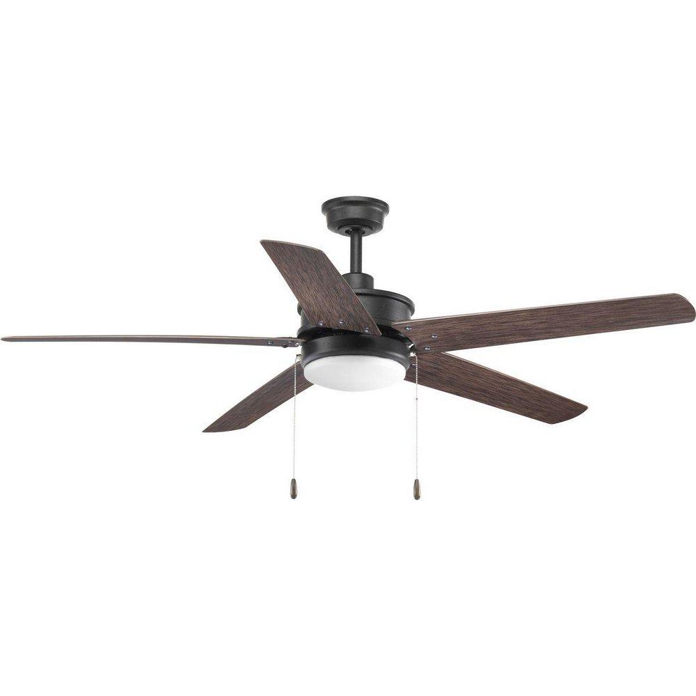 Progress Lighting Whirl 60 in. 5-Blade Ceiling Fan with LED Light in Forged Black