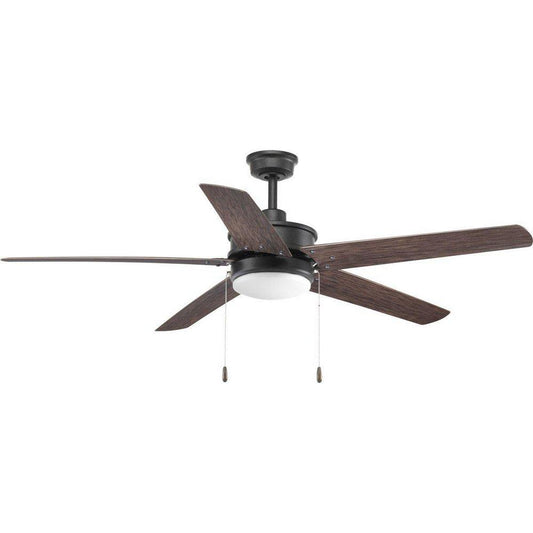 Progress Lighting Whirl 60 in. 5-Blade Ceiling Fan with LED Light in Forged Black