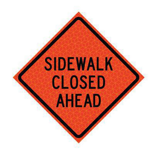 48 x 48 in. Sidewalk Closed Mesh Sign in Orange