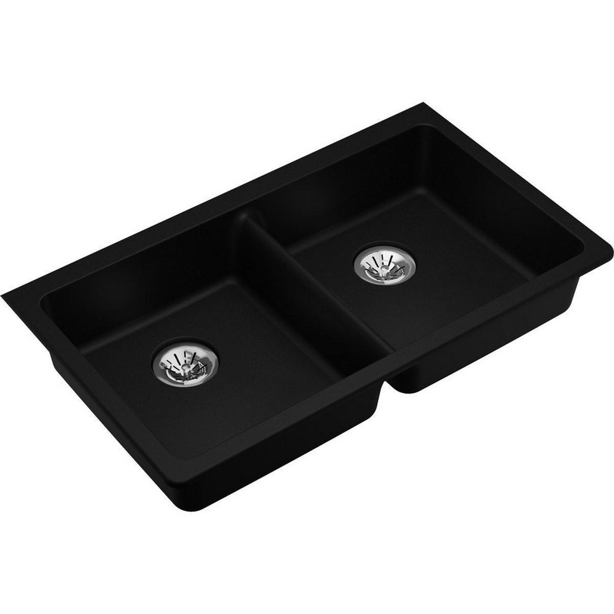 Elkay Quartz Classic® 33 in. Undermount Composite Double Bowl Kitchen Sink in Black