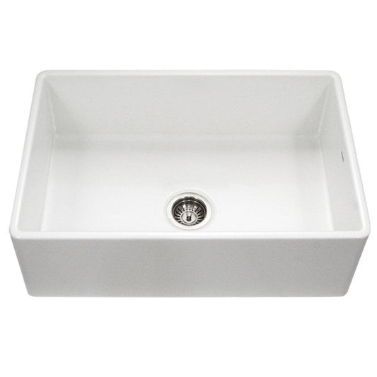 Houzer Platus Series 33 in. Farmhouse Fireclay Single Bowl Kitchen Sink in White