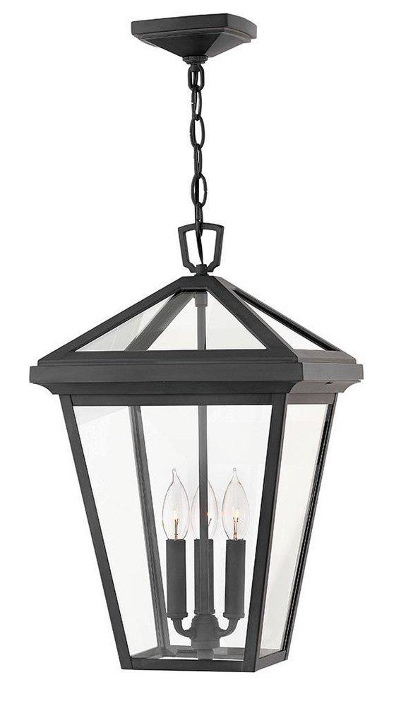 60W 3-Light Candelabra E-12 Outdoor Pendant in Museum Black