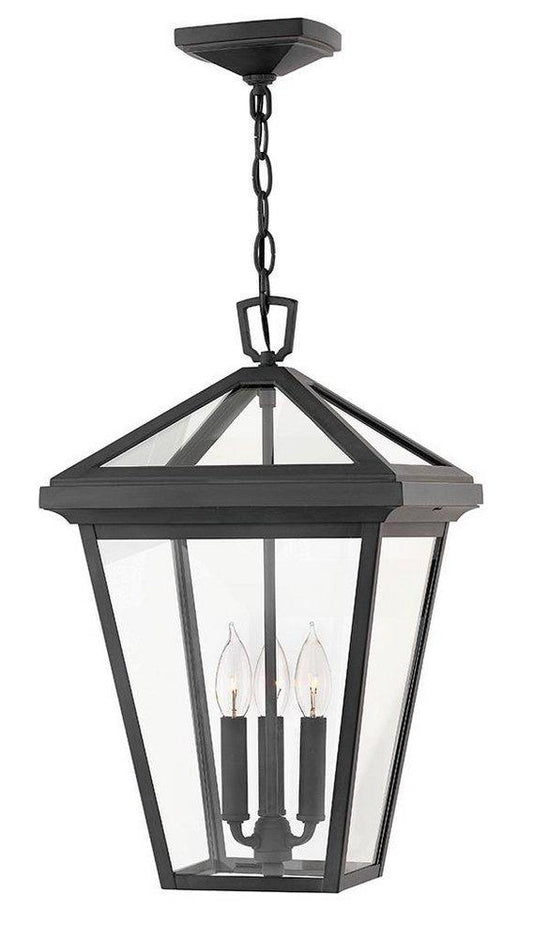 60W 3-Light Candelabra E-12 Outdoor Pendant in Museum Black