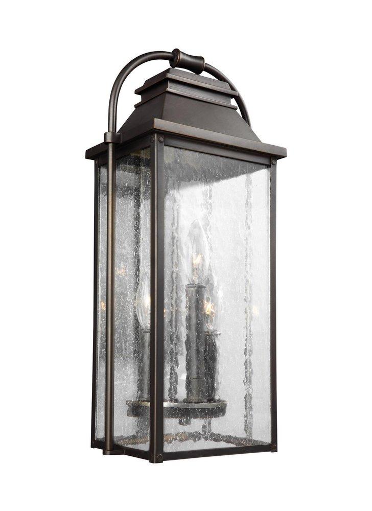 Visual Comfort & Co. Studio Wellsworth 60W 3-Light Outdoor Wall Lantern in Antique Bronze