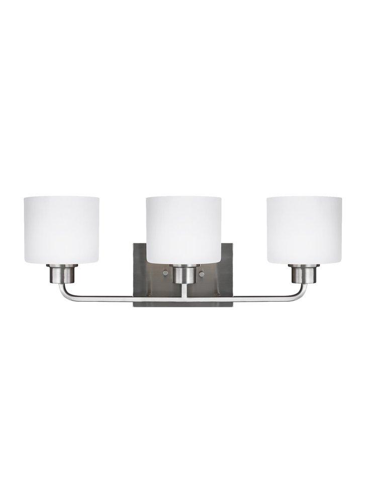 Visual Comfort & Co. Generation Lighting Canfield 100W 3-Light Medium E-26 Incandescent Vanity Fixture in Brushed Nickel
