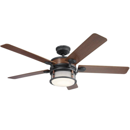 Kichler Lighting Ahrendale 60 in. 5-Blade Indoor or Outdoor Ceiling Fan in Auburn Stained