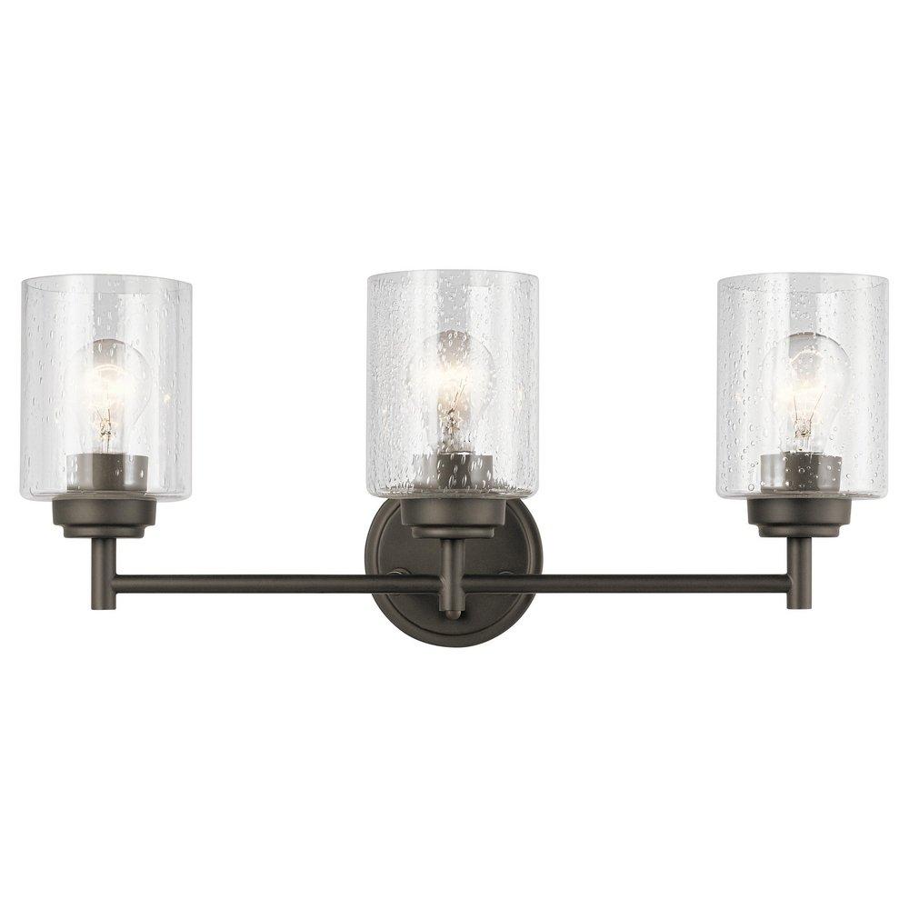 Kichler Lighting Winslow™ 21-1/2 x 9-1/4 in. 225W 3-Light Medium E-26 Incandescent Vanity Fixture with Clear Seeded Glass in Olde Bronze