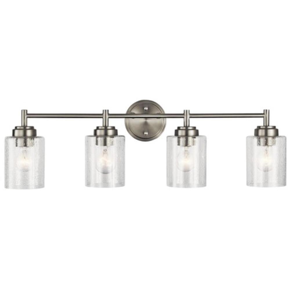 Kichler Lighting Winslow™ 30 x 9-1/4 in. 300W 4-Light Medium E-26 Incandescent Vanity Fixture with Clear Seeded Glass in Brushed Nickel