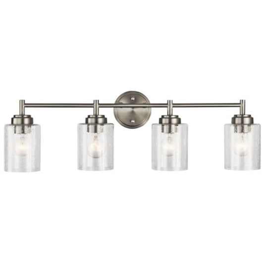 Kichler Lighting Winslow™ 30 x 9-1/4 in. 300W 4-Light Medium E-26 Incandescent Vanity Fixture with Clear Seeded Glass in Brushed Nickel