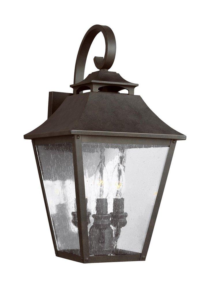 Visual Comfort & Co. Studio Galena 60W 3-Light Candelabra E-12 Outdoor Wall Sconce in Sable