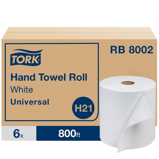 Tork Universal Hardwound Paper Roll Towel, 1-Ply 800 ft, White (Case of 6)