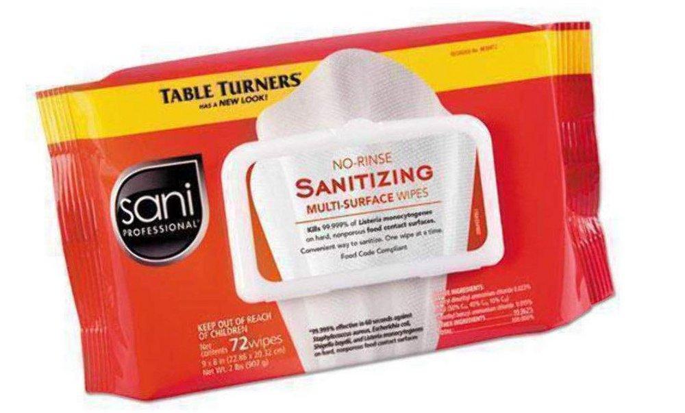 Nice-Pak® Products Table Turner™ 9 x 8 in. No-rinse Sanitizing Wipes in White (Pack of 72, Case of 12 Packs)