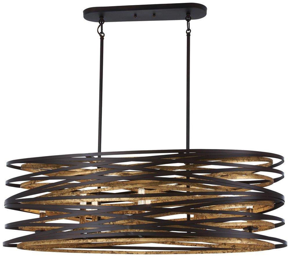 Minka Lavery Vortic Flow 60W 8-Light Candelabra E-12 Incandescent Pendant in Dark Bronze with Mosaic Gold