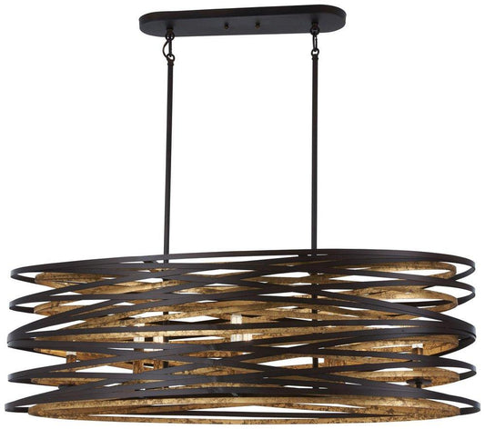 Minka Lavery Vortic Flow 60W 8-Light Candelabra E-12 Incandescent Pendant in Dark Bronze with Mosaic Gold