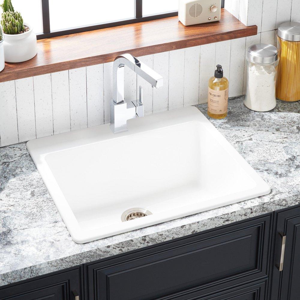 Signature Hardware Totten 25 in. Dual Mount Composite Single Bowl Kitchen Sink in White