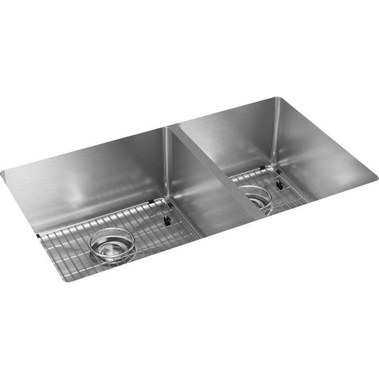 Elkay Crosstown® 31-1/2 in. Undermount Stainless Steel Double Bowl Kitchen Sink in Polished Satin