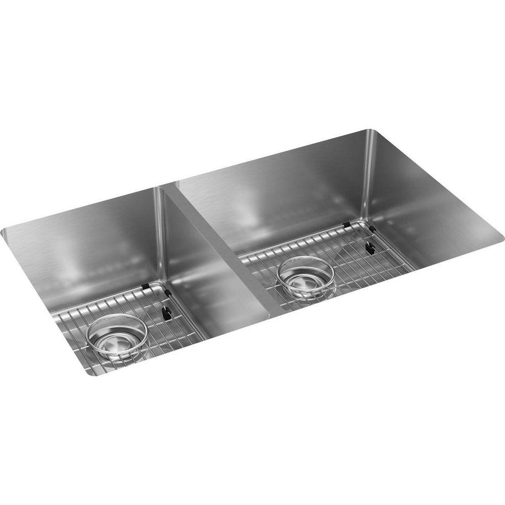 Elkay Crosstown® 31-1/2 in. Undermount Stainless Steel Double Bowl Kitchen Sink in Polished Satin