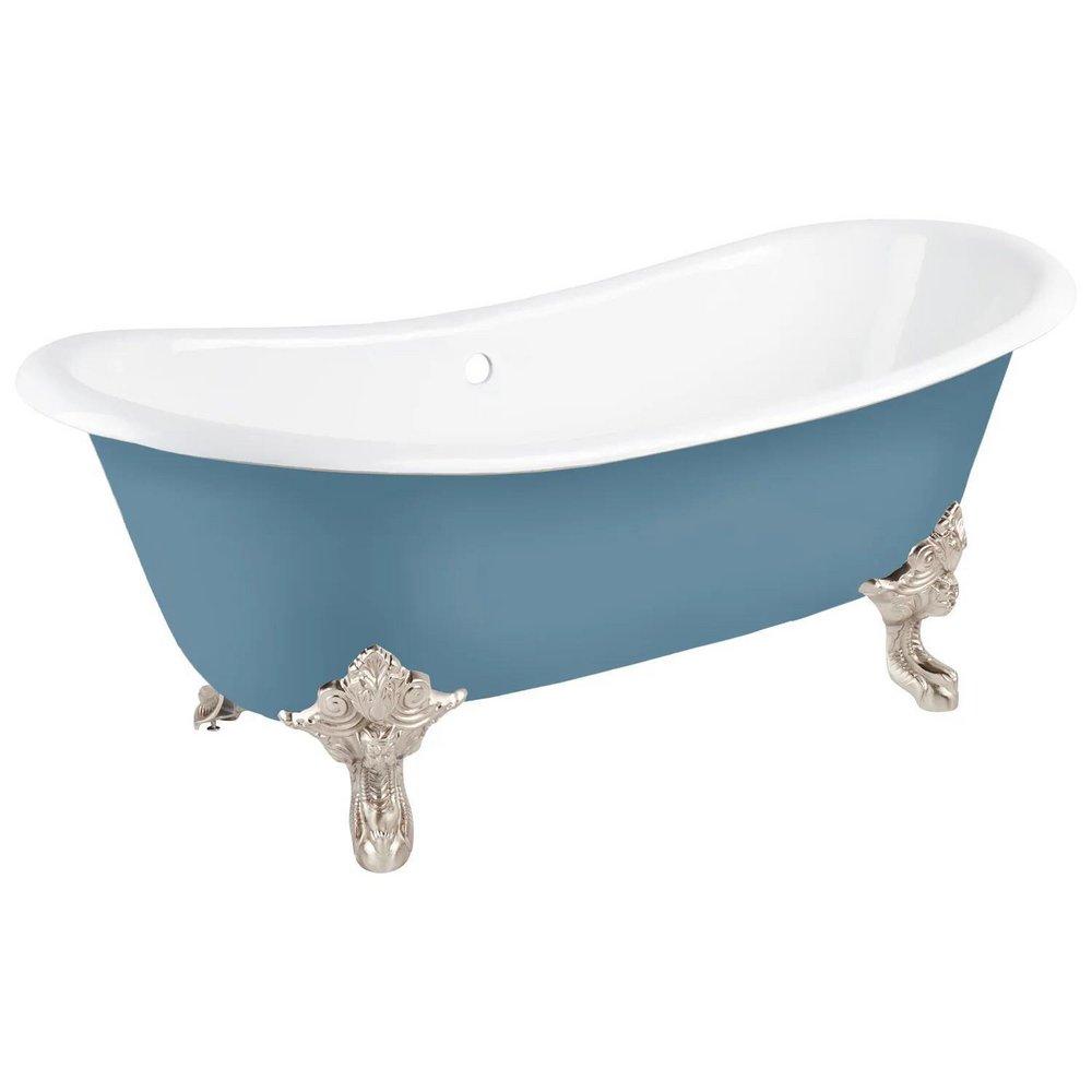 Signature Hardware Lena 72 x 30-1/2 in. Freestanding Clawfoot Bathtub with Center Drain in Slate Blue - Less Drain Assembly