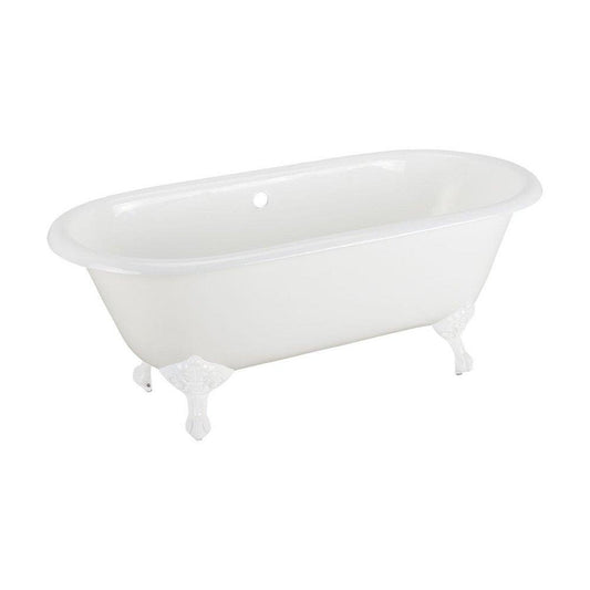 Signature Hardware Sanford 66 x 31 in. Freestanding Clawfoot Bathtub with Center Drain in White - Less Drain Assembly