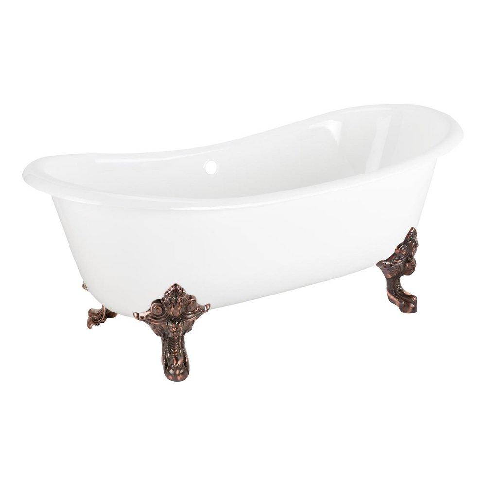 Signature Hardware Lena 72 x 30-1/2 in. Freestanding Clawfoot Bathtub with Center Drain in White - Less Drain Assembly
