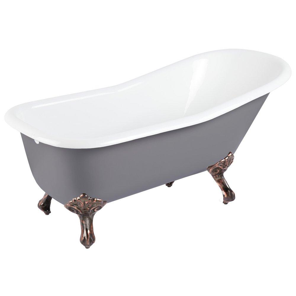 Signature Hardware Goodwin 66 x 29-1/2 in. Freestanding Bathtub End Drain in Dark Grey