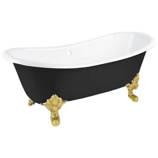 Signature Hardware Lena 72 x 30-1/2 in. Freestanding Clawfoot Bathtub with Center Drain in Black - Less Drain Assembly