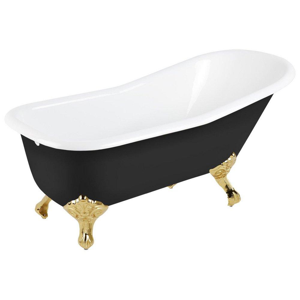 Signature Hardware Goodwin 66 x 29-1/2 in. Freestanding Clawfoot Bathtub with Universal Drain in Black - Less Drain Assembly