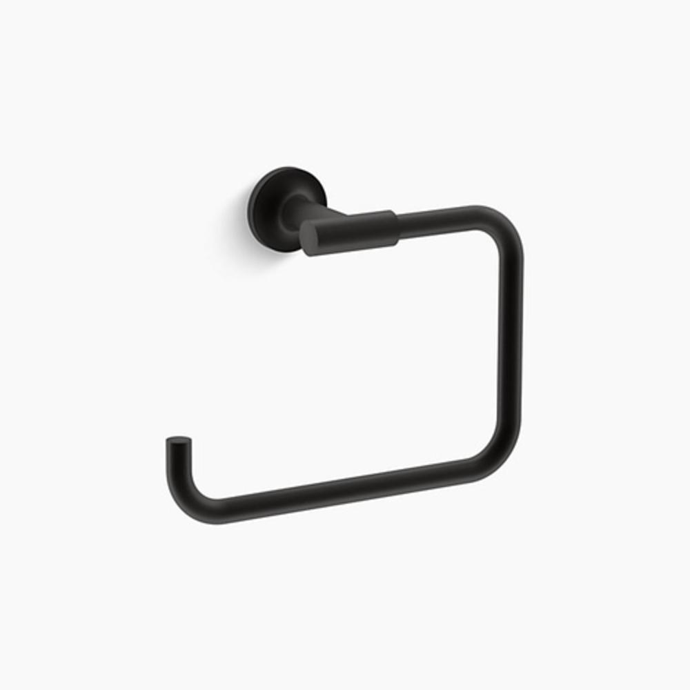 KOHLER Purist® Rectangular Open Towel Ring in Matte Black