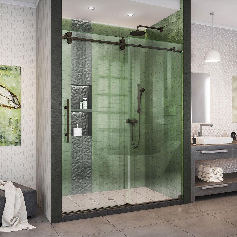 DreamLine Enigma-XO 76 x 60 in. Frameless Sliding Shower Door in Oil Rubbed Bronze