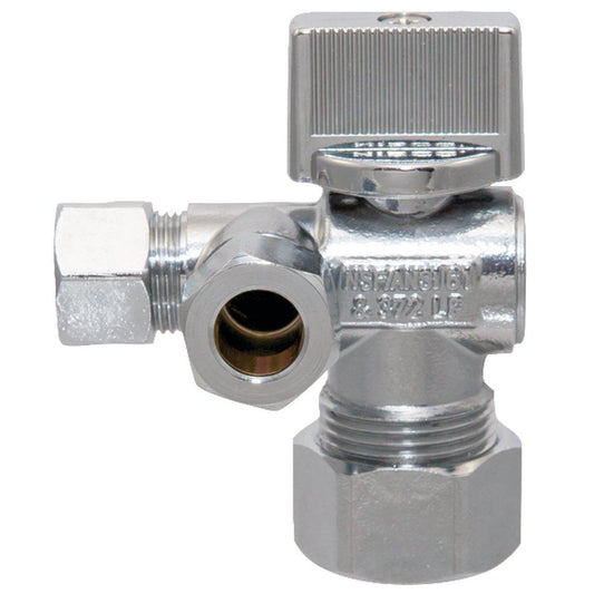 NIBCO Pro-Stop® 5/8 x 3/8 x 3/8 in. Compression Angle Supply Stop Valve in Chrome Plated