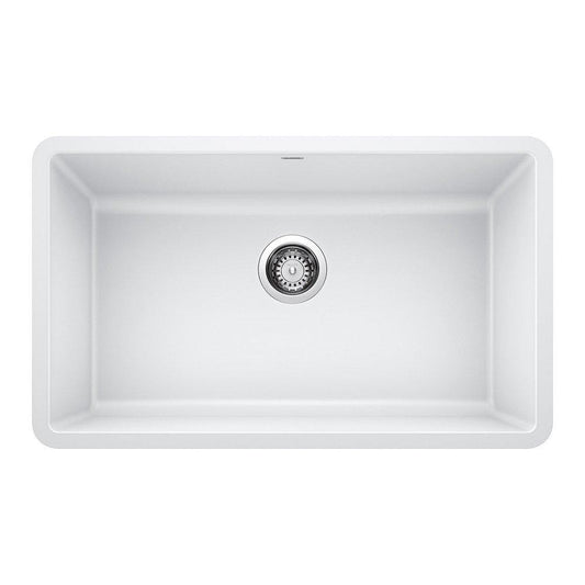 BLANCO Precis 30 in. Undermount Silgranit Single Bowl Kitchen Sink in White