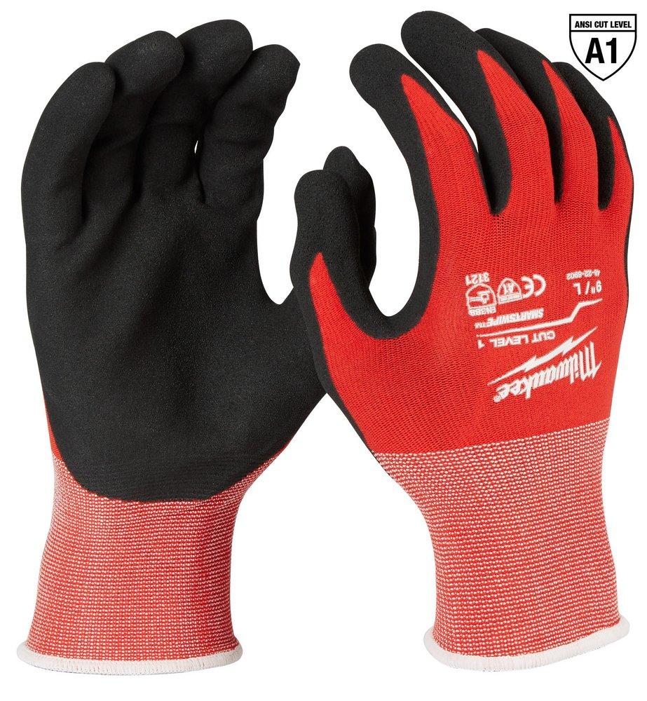 L Size Nylon and Nitrile Glove in Red, Black and Grey