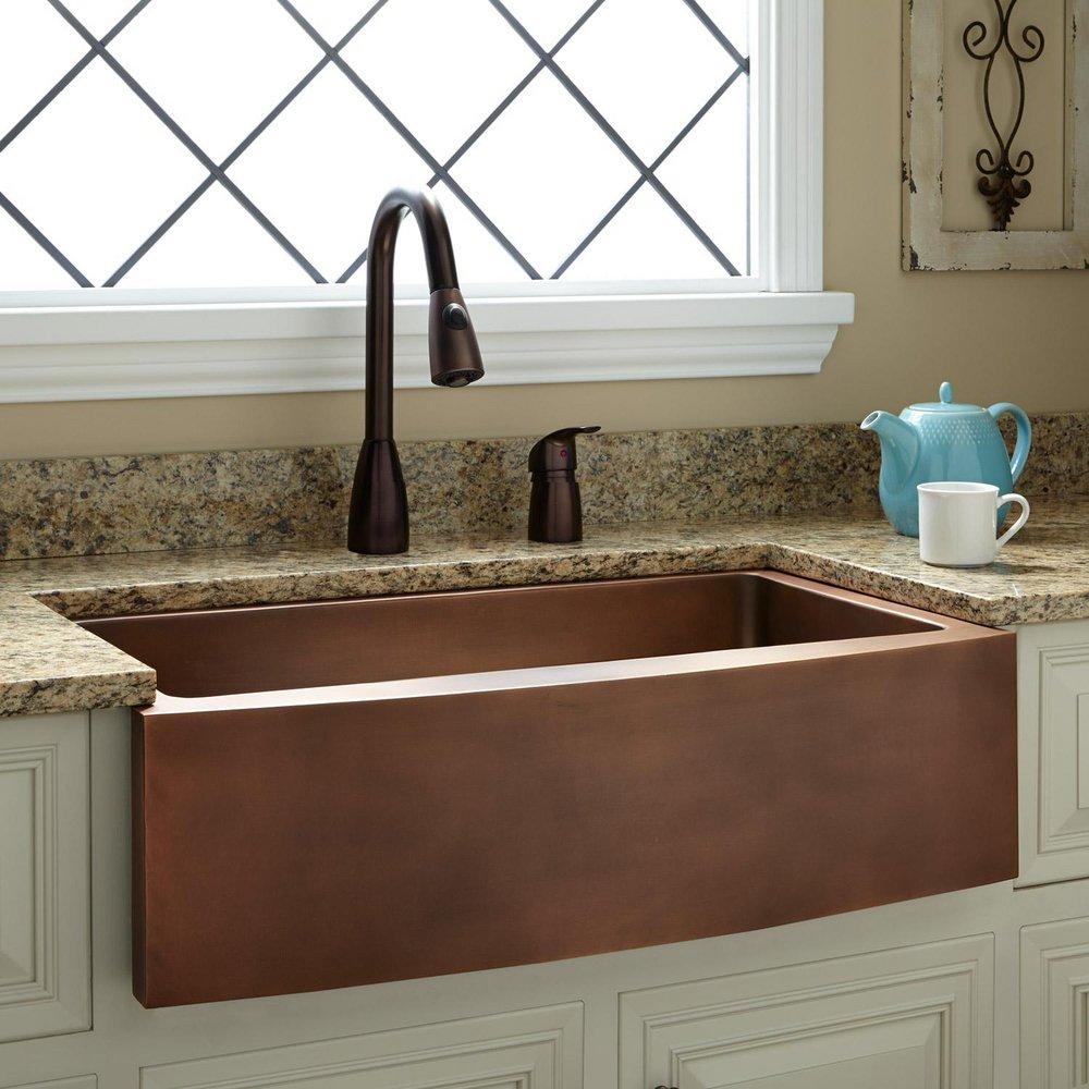 Signature Hardware Kiana 33 in. Farmhouse Copper Single Bowl Kitchen Sink in Antique Copper