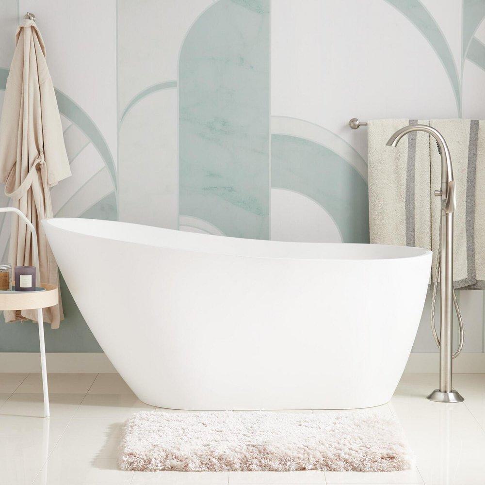 Signature Hardware Sheba 72 x 28 in. Freestanding Bathtub with Center Drain in White