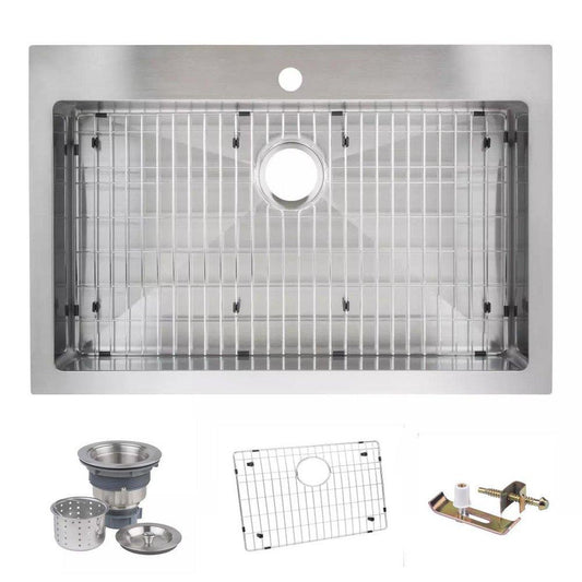 33 in. Dual Mount Stainless Steel Single Bowl Kitchen Sink