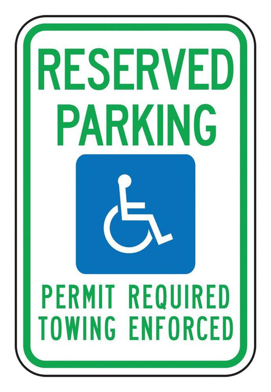 18 x 12 in. Engineer Grade Reflective Aluminum Sign in White - RESERVED PARKING PERMIT REQUIRED TOWING ENFORCED