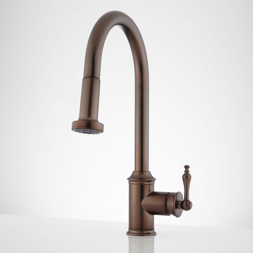 Signature Hardware Southgate Single Handle Pull Down Kitchen Faucet in Oil Rubbed Bronze