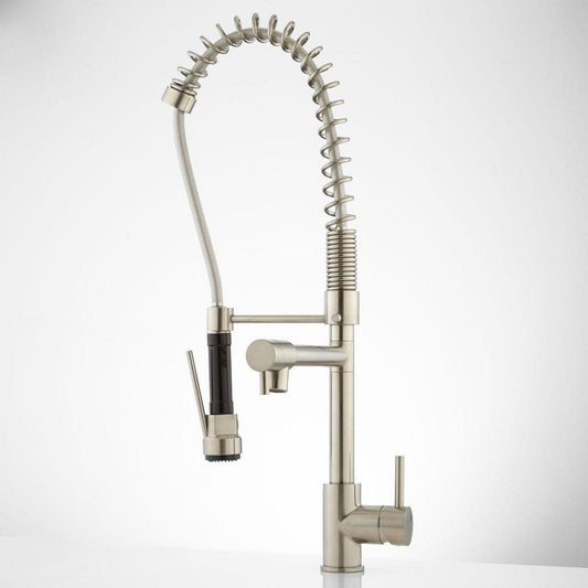 Signature Hardware Levi Single Handle Pull Down Kitchen Faucet in Brushed Nickel