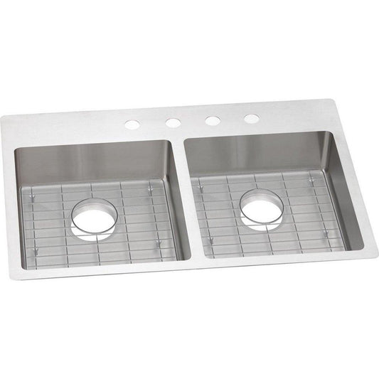 Elkay Crosstown® 33 in. Dual Mount Stainless Steel Double Bowl Kitchen Sink in Polished Satin