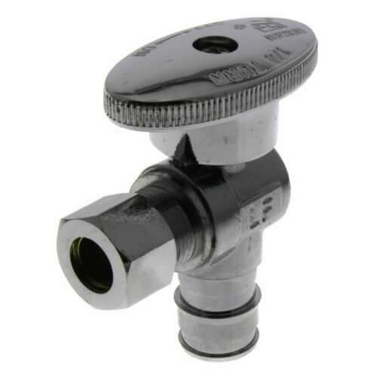 BrassCraft PlumbShop® 1/2 x 3/8 in. Barbed x OD Compression Angle Supply Stop Valve in Chrome Plated